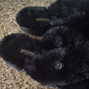 Michael Kors Plush Black Women's Slippers